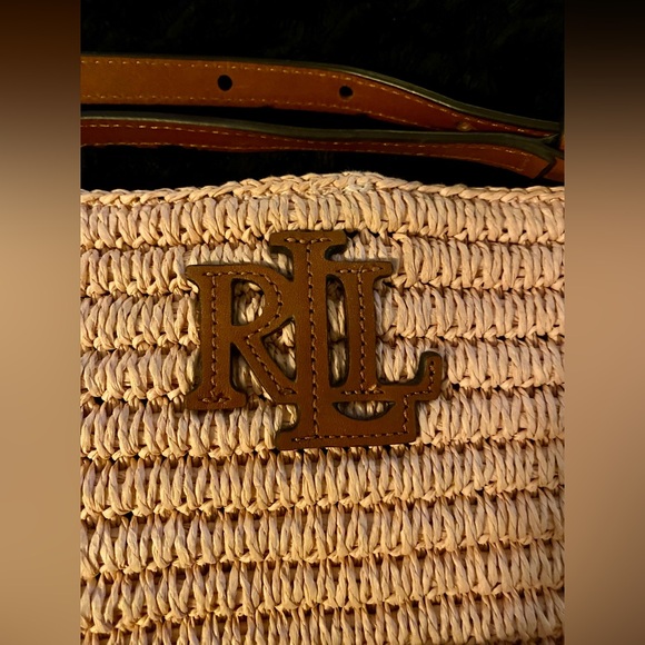 LAUREN RALPH LAUREN 1 Faux-Straw Medium Nicki Crossbody Bag - Gently Used - Picture 2 of 6